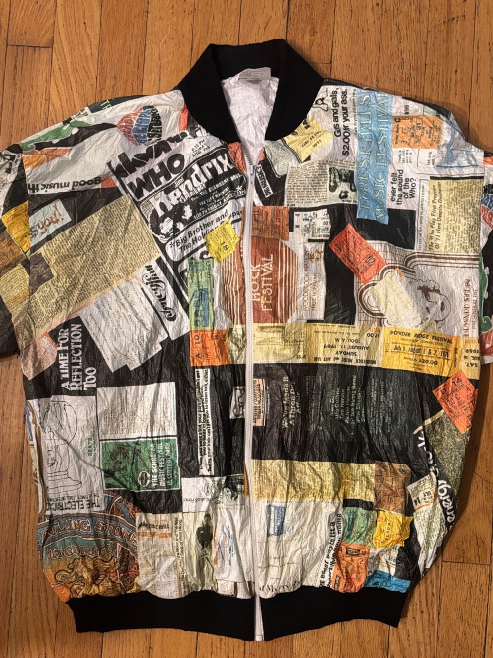 Vintage Ephemera Print Lightweight Novelty Bomber Jacket - X Large